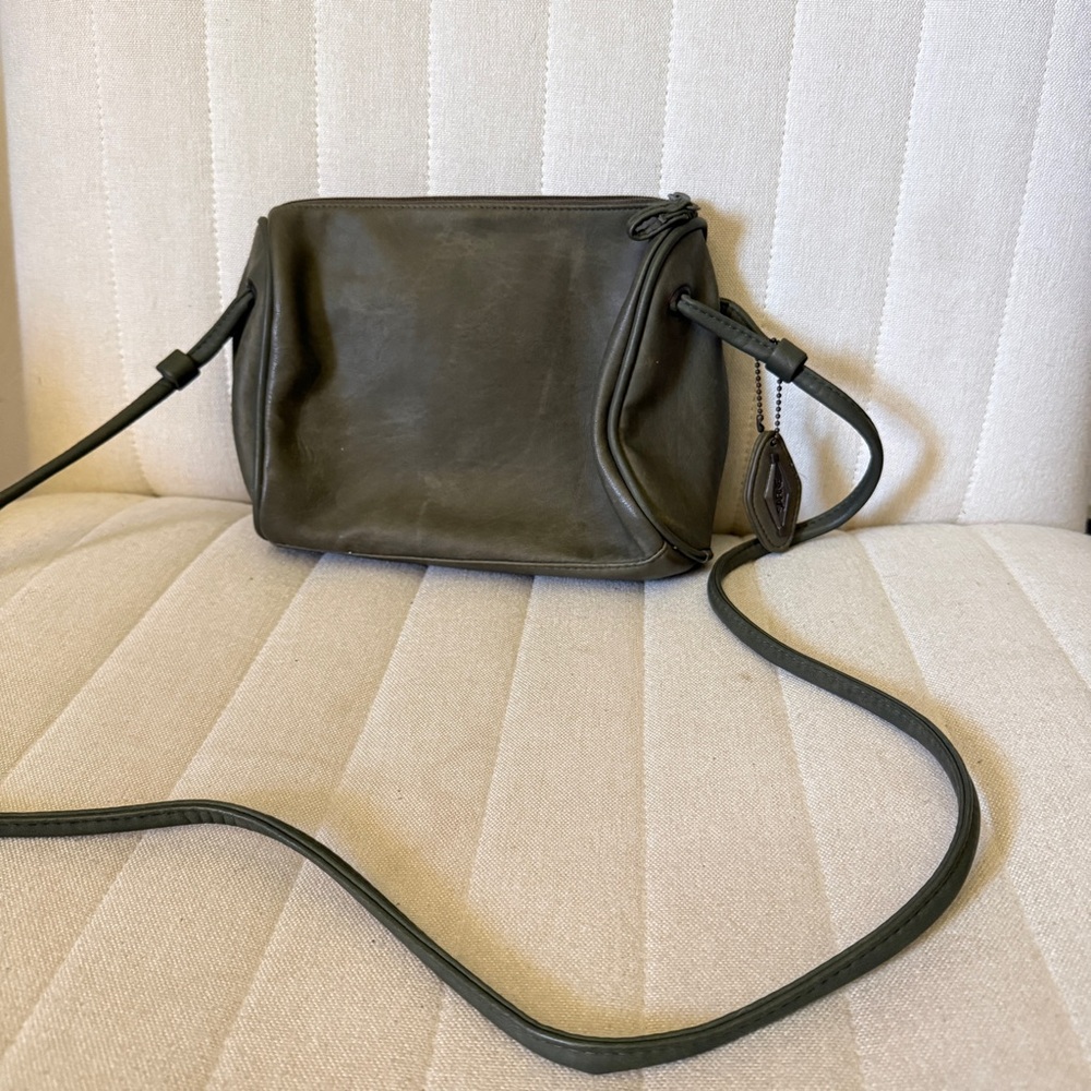 Sarne Olive Green Leather Crossbody with Thin Strap